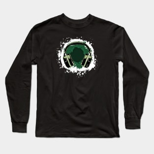 Headphones Art, Green Vintage Long Sleeve T-Shirt